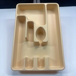 RUBBERMAID 5 Compartment Utensil Silverware Tray Drawer Organizer Vtg Almond